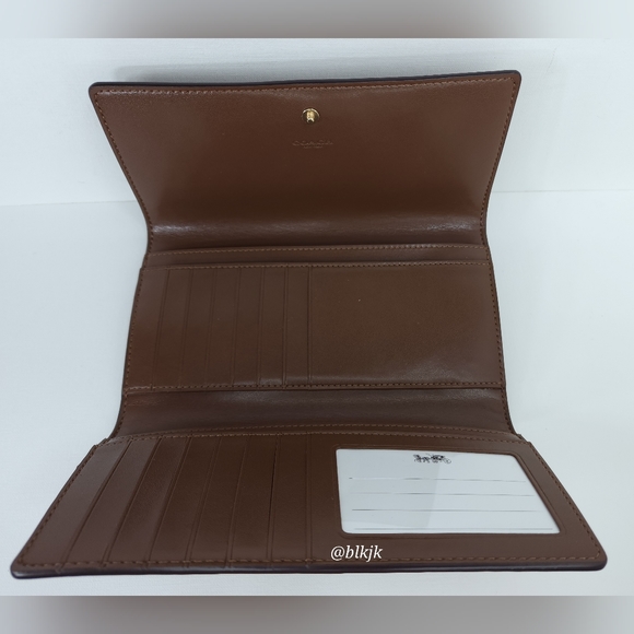 Coach Signature Smooth Leather And Coated Canvas Tri Fold Wallet NWOT *Brown* - Picture 13 of 15